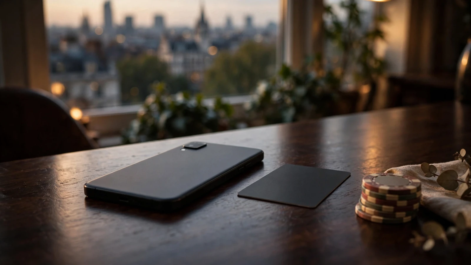 Smartphone and chips on a desk suggesting UK online casino payments.